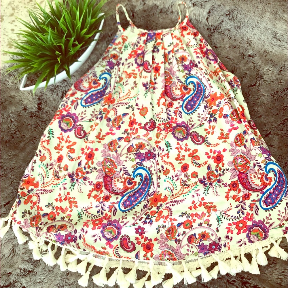 19 Cooper Paisley Top with Pom Pom Fringe